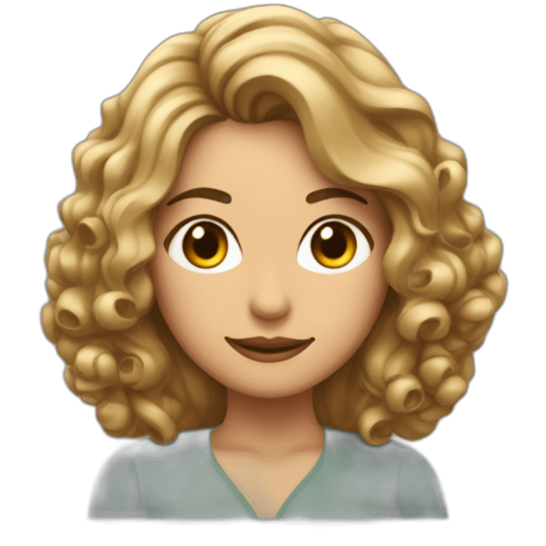 Mujer con media melena rizada con mechas emoji