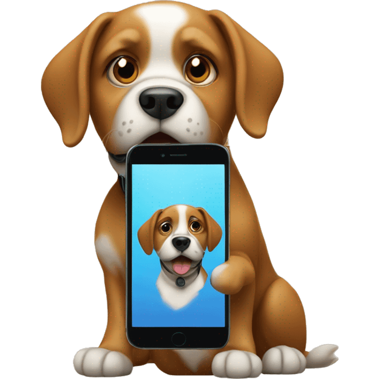 a dog with phone emoji