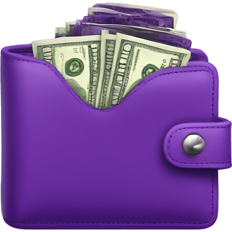 purple wallet with money coming out emoji