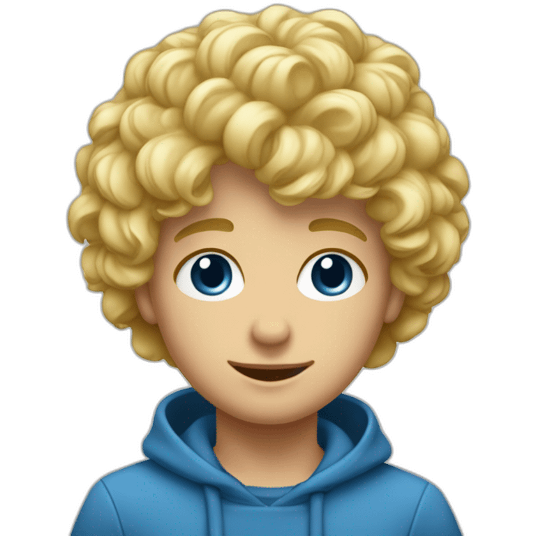 Garçon cheveux bouclée blond avec des yeux bleu emoji