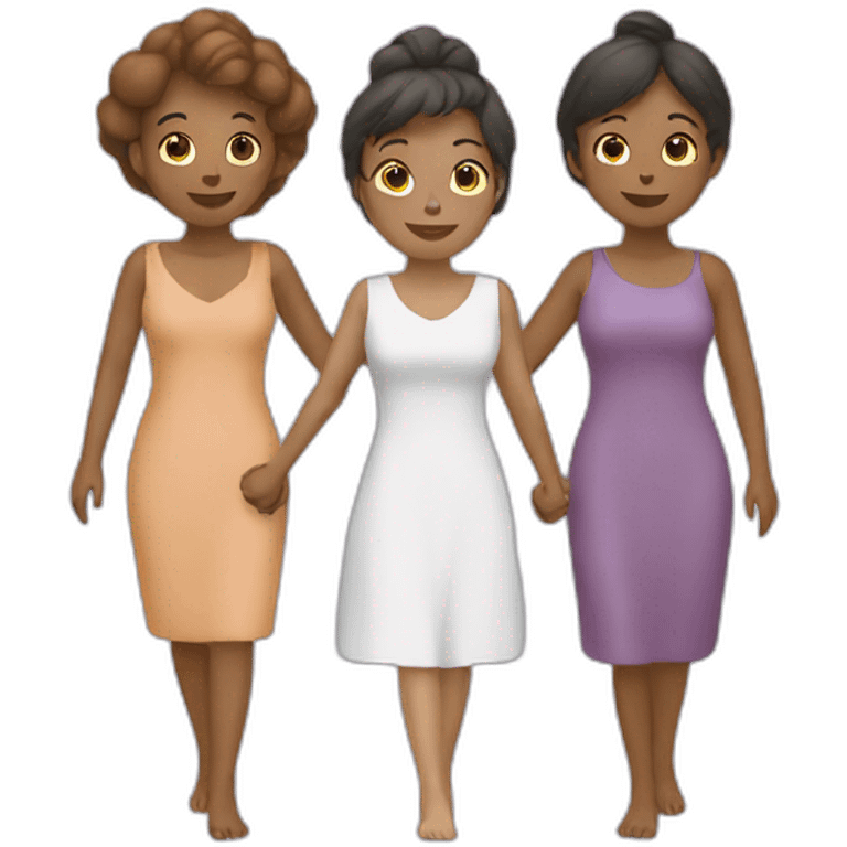 three women holding hands emoji