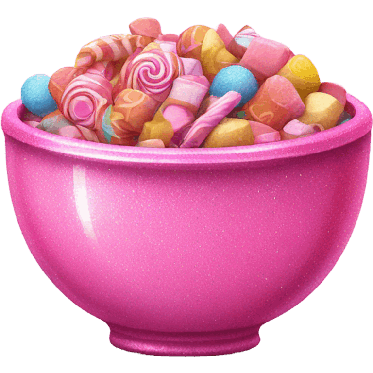 Pink bowl of candy with glitter  emoji