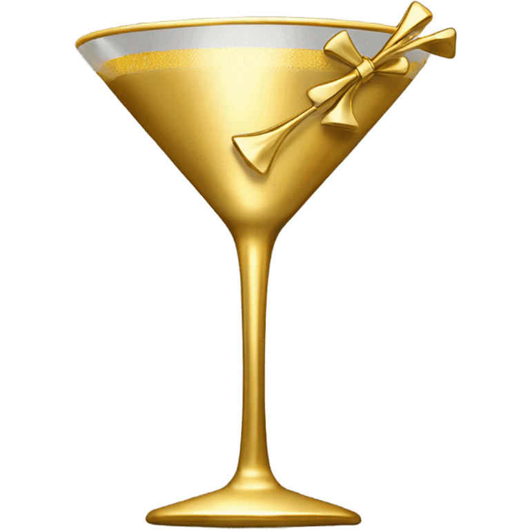 gold rimmed martini glass with tiny gold bows emoji