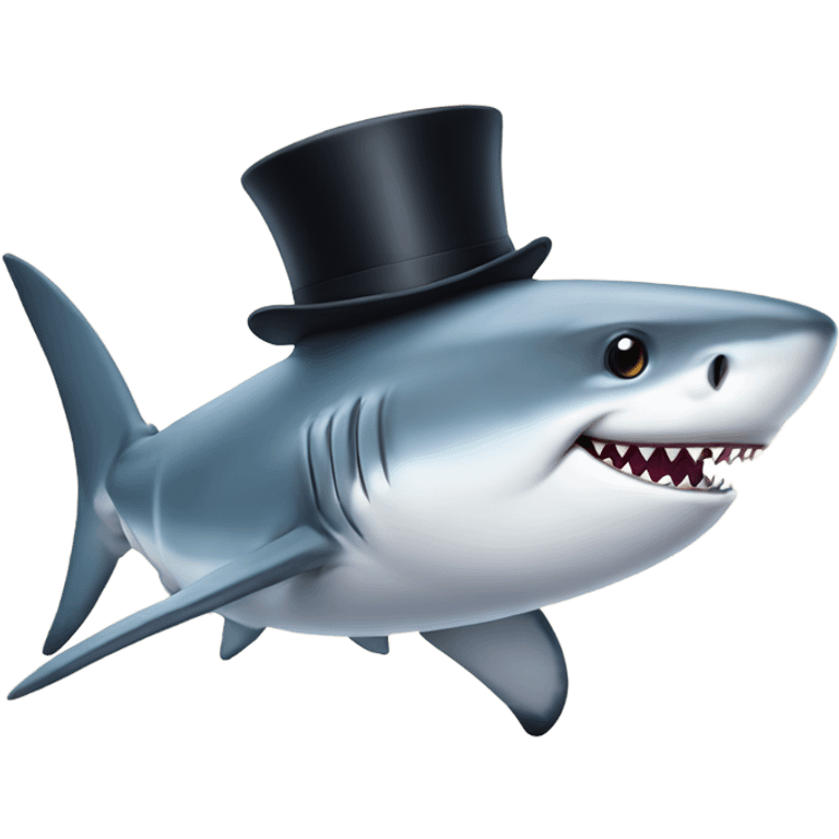 Shark with a top hat emoji