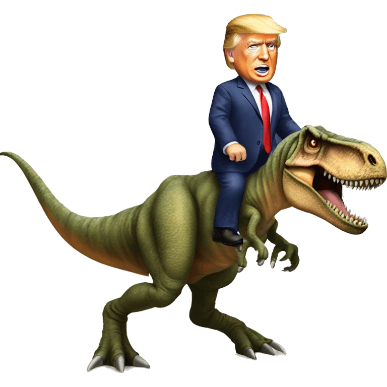 Donald trump riding a T. rex  emoji