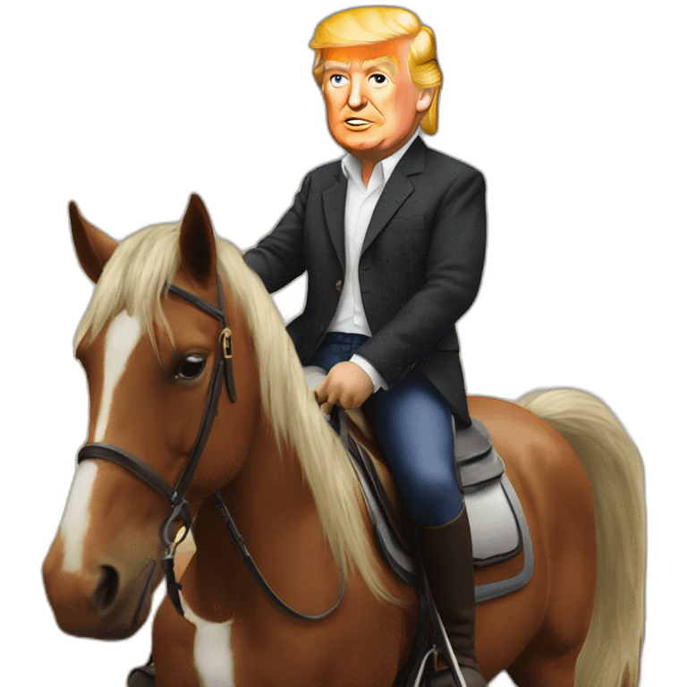 Marcron sur Donald Trump sur un cheval emoji