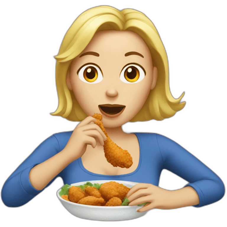 white women eating chicken emoji