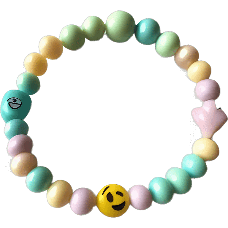 pastel beaded bracelet on arm with light color beads emoji