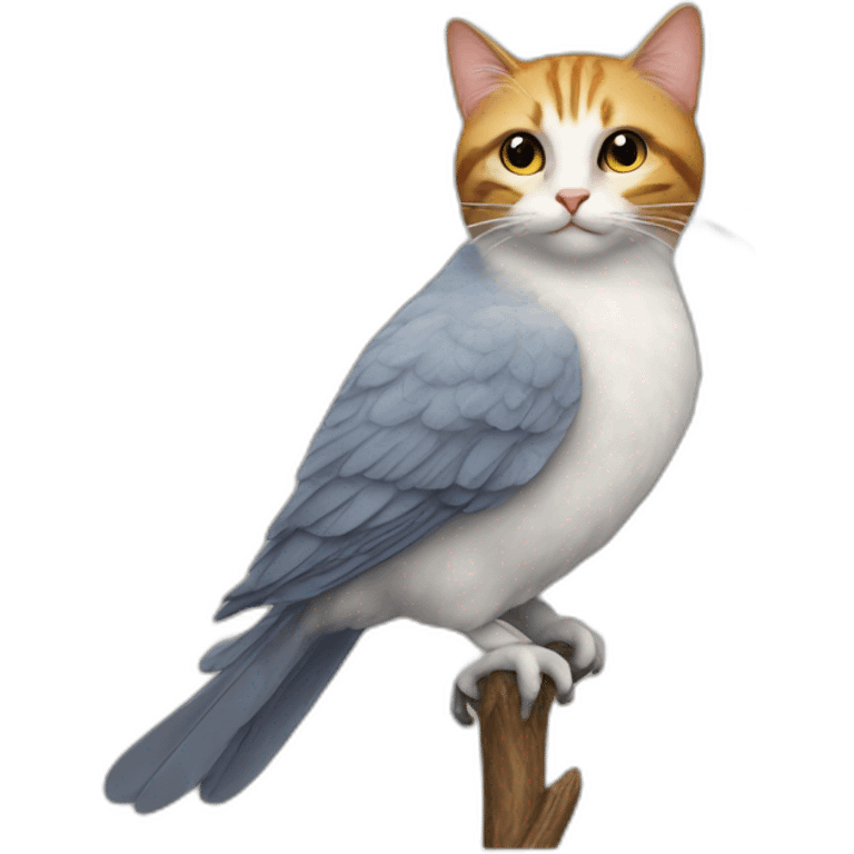 Cat on bird emoji