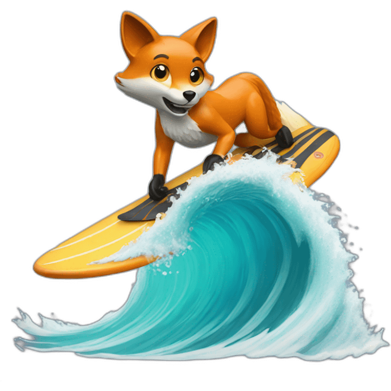 Fox surfing a wave emoji