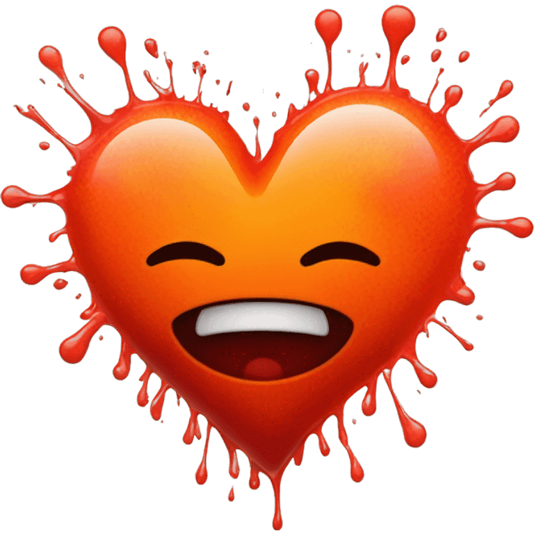 bleeding red heart glowing red-orange with splatter emoji