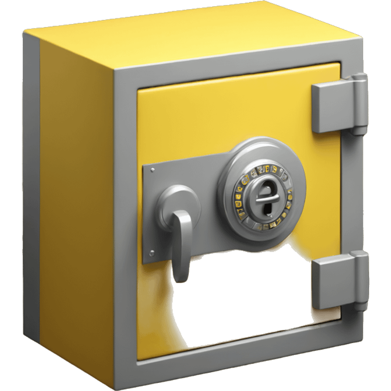 3d  isometric small safe in yellow emoji