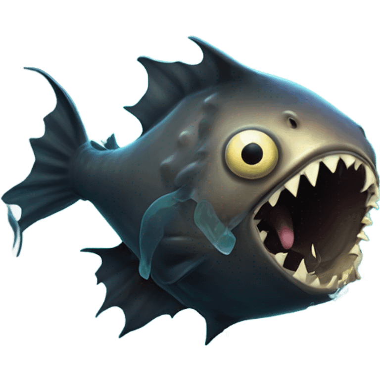 Anglerfish with glowing lure, sharp teeth, and big eyes. emoji