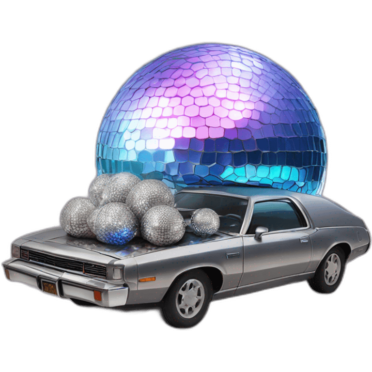 disco ball hanging on top of a shining car emoji