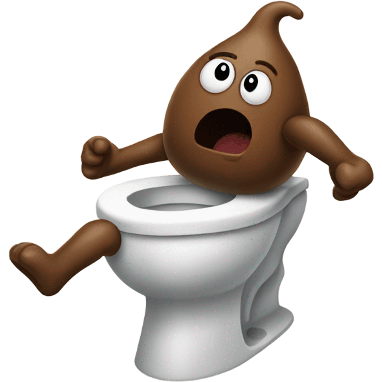 Poo with legs running away from toilet emoji