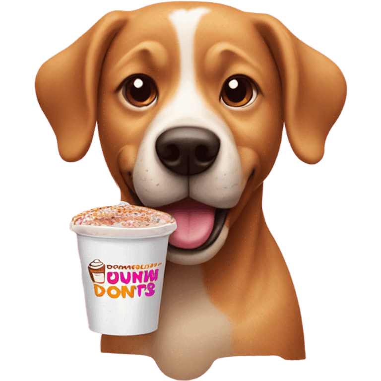 Dog drinking Dunkin’ Donuts emoji