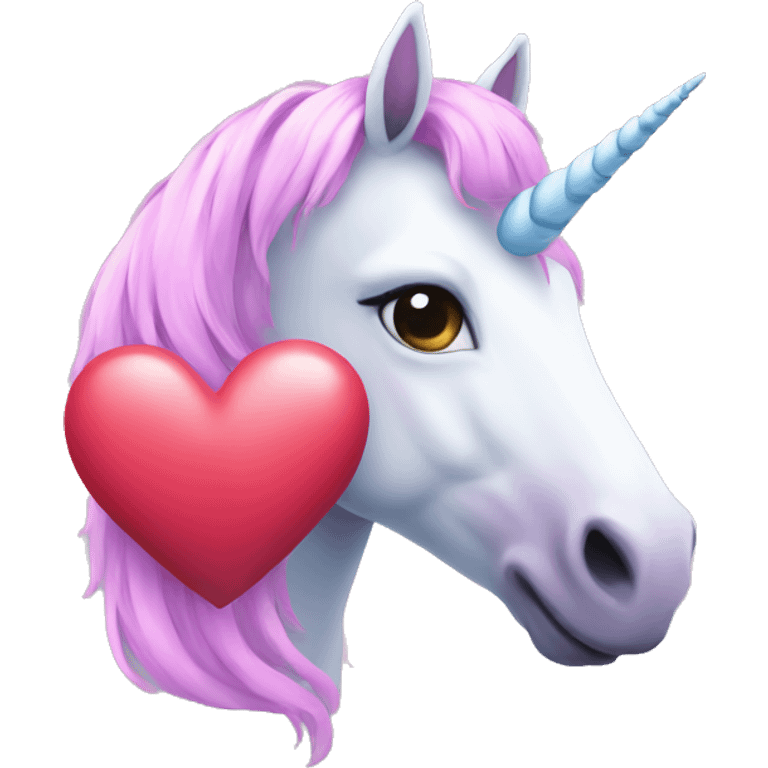 Unicorn with heart emoji