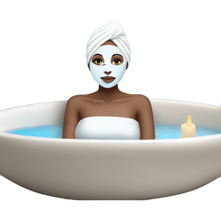 Lady with blue eyes white face mask spa beauty full face relaxing emoji