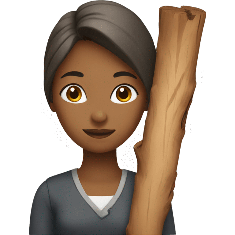 Female holding wood emoji