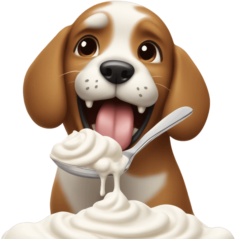 Dog eating whipped cream emoji