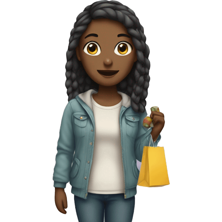 Girl with shopping emoji