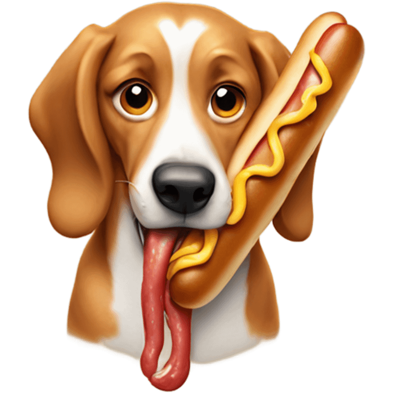 Dog eating hot dog emoji