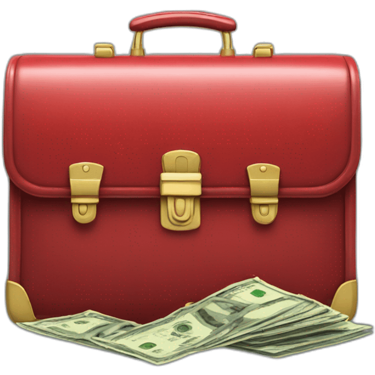 red briefcase opened full money inside emoji