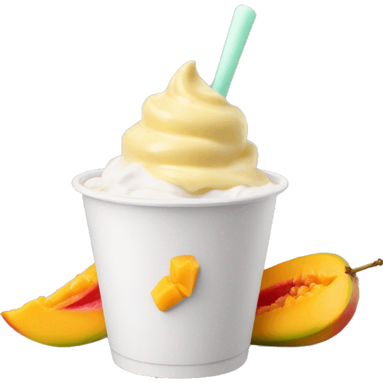 Mango frozen yogurt in short white cup emoji