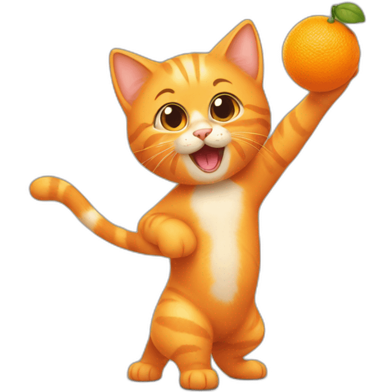 orange kittn playing with an orange. emoji