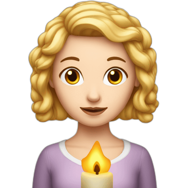 A white girl with a candle on her head emoji