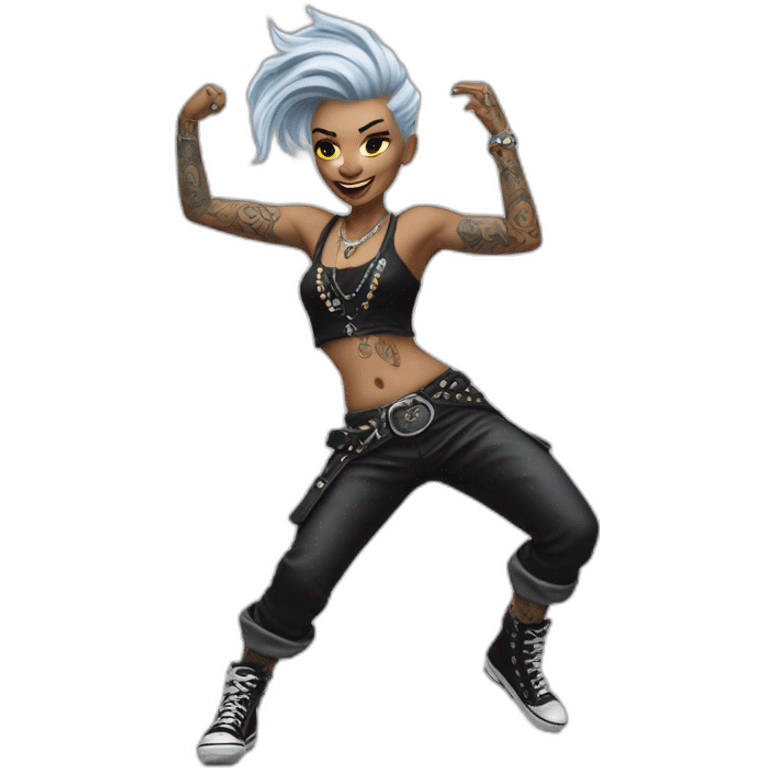 Dancing Platinum punk rock heavily traditional tattooed woman emoji