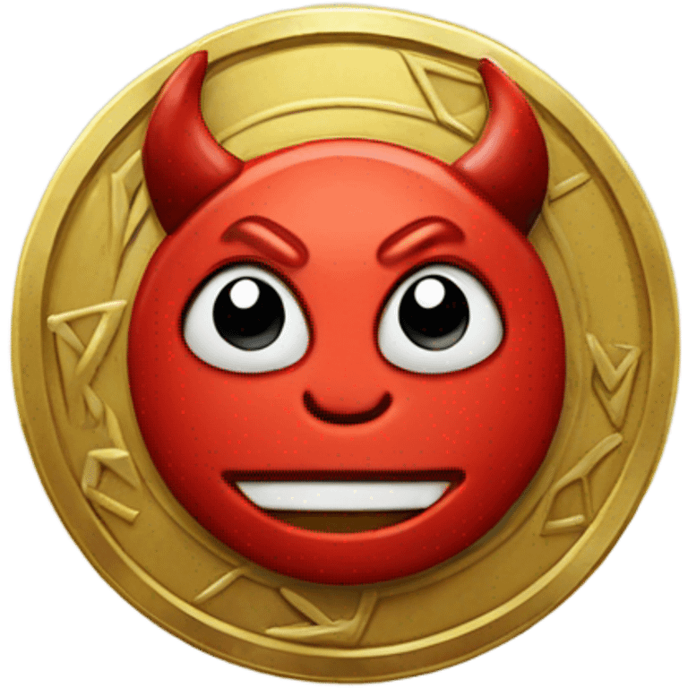 A lucky coin with a Devil on its face emoji