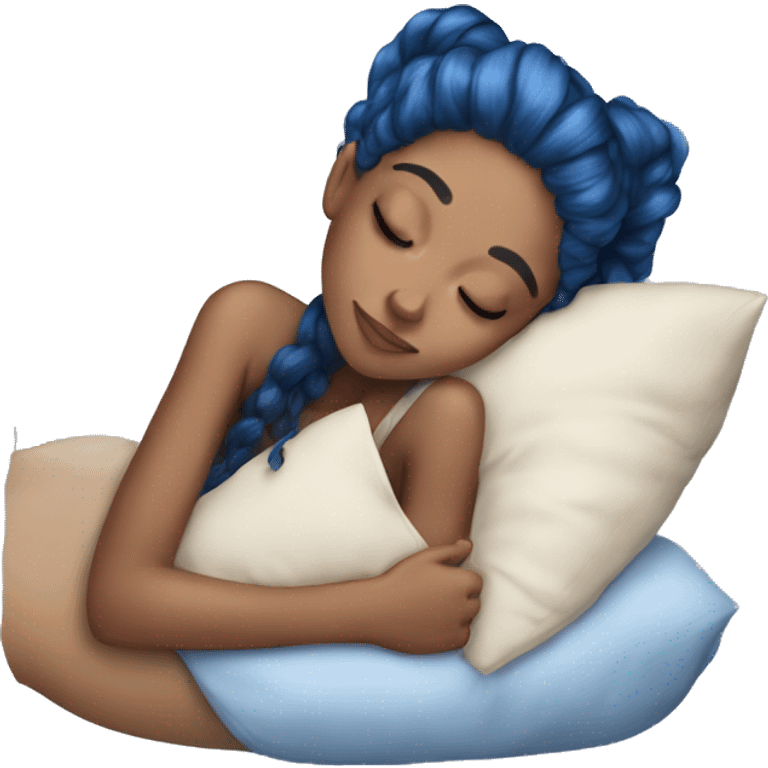 Ariana sleeping with blue curly ponytail emoji