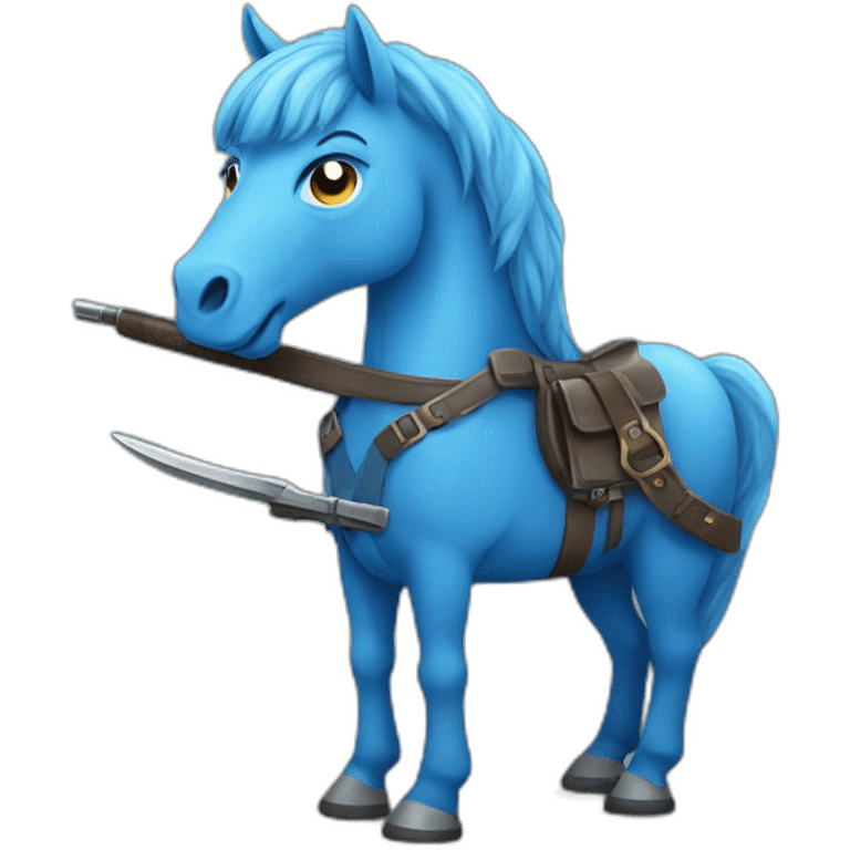 Blue horse holding a weapon emoji