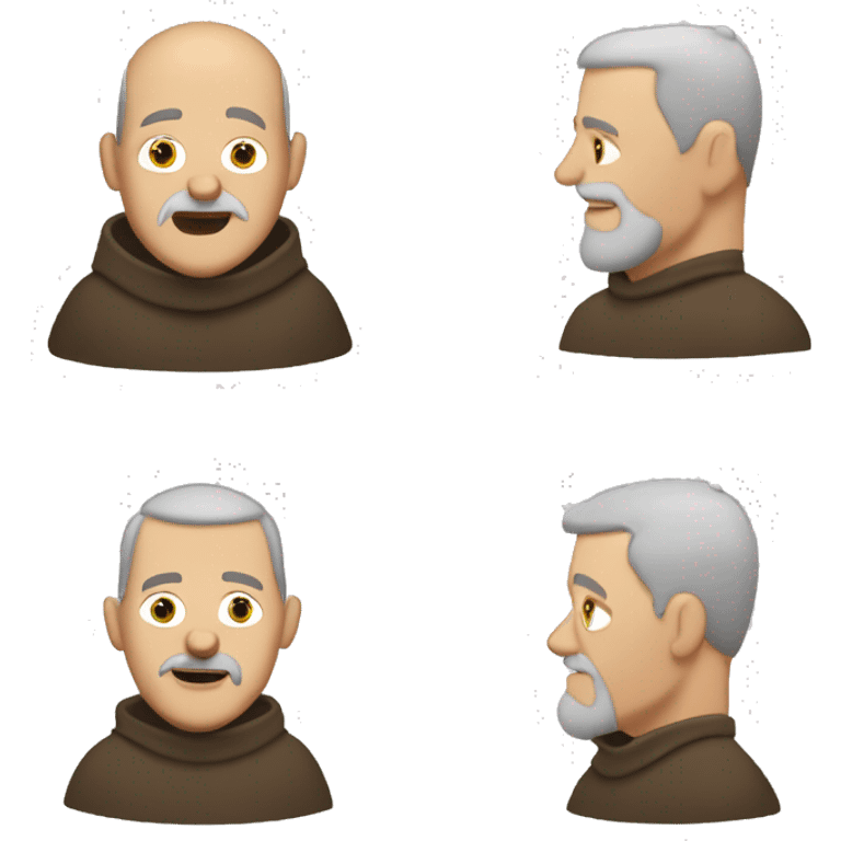 A middle-aged white male friar with a grizzled appearance, buzz cut, no facial hair, and a square jaw. emoji