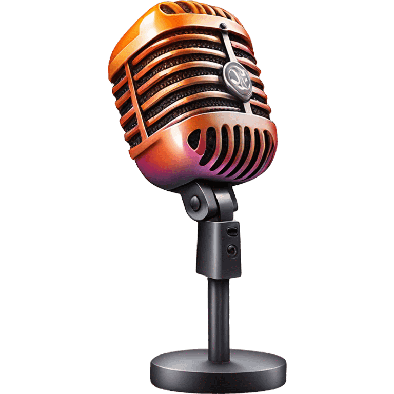 Orange and pink gradient modern microphone with rhinestones  emoji