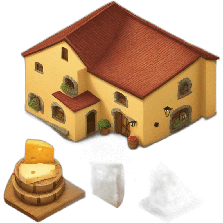 Cheese wine house isometric emoji