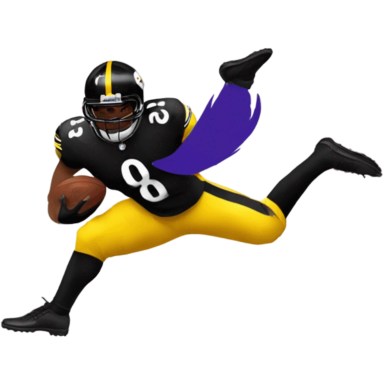 Steelers kicking a raven emoji