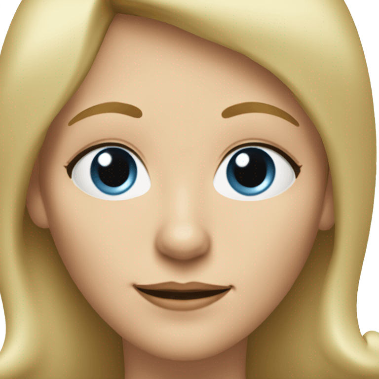 Blonde light blue eyes 55 woman no part or partial part in hair some floppy bangs pointier nose emoji