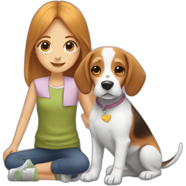 beagle dog with girl emoji