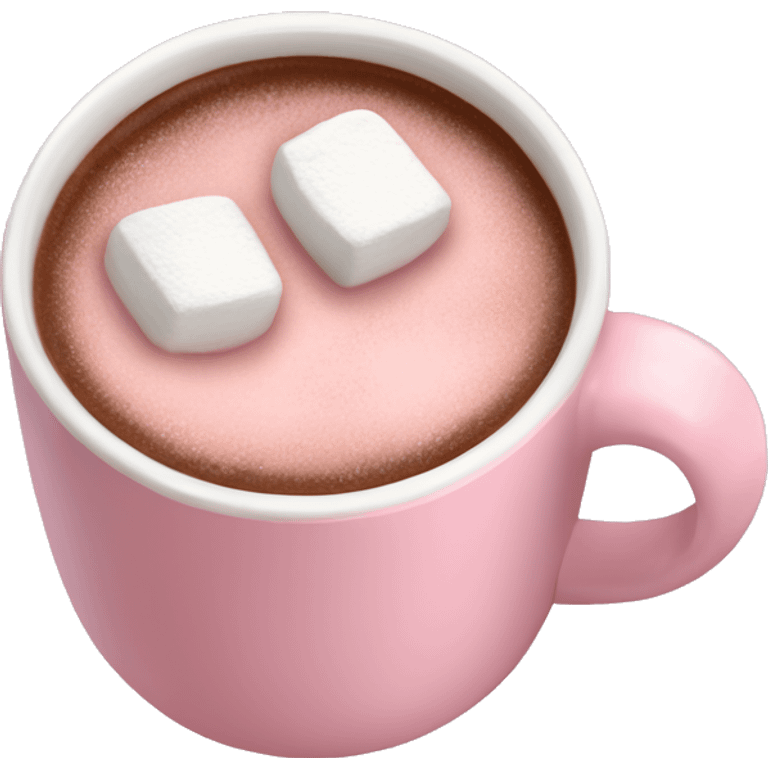 Light Pink mug of hot chocolate with marshmallows  emoji