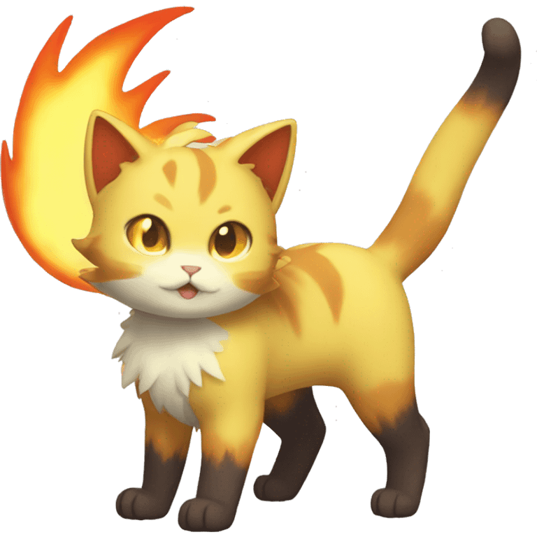 Shiny Dark-type-Fire-type-Fakémon-Cat full body emoji