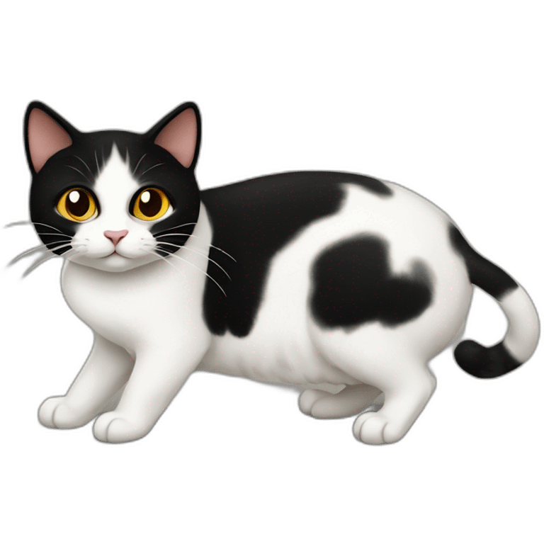 black and white cat with a tortoise shell cat emoji