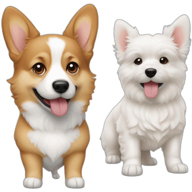 Corgi et bichon et bleu de gascogne emoji