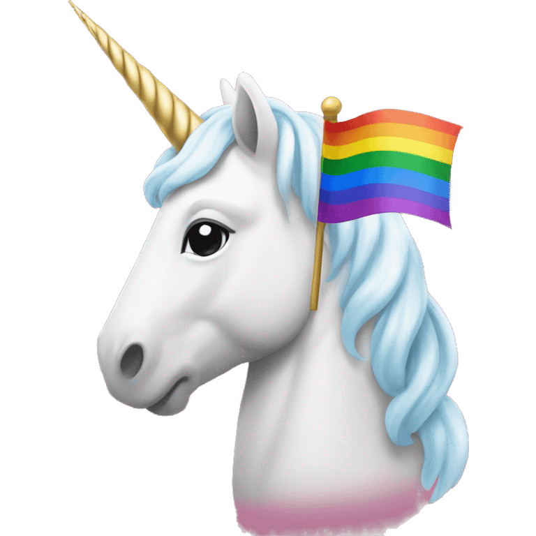 unicorn infront of pride flag emoji