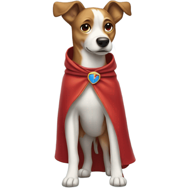 Dog wearing cape and wearing shoes emoji