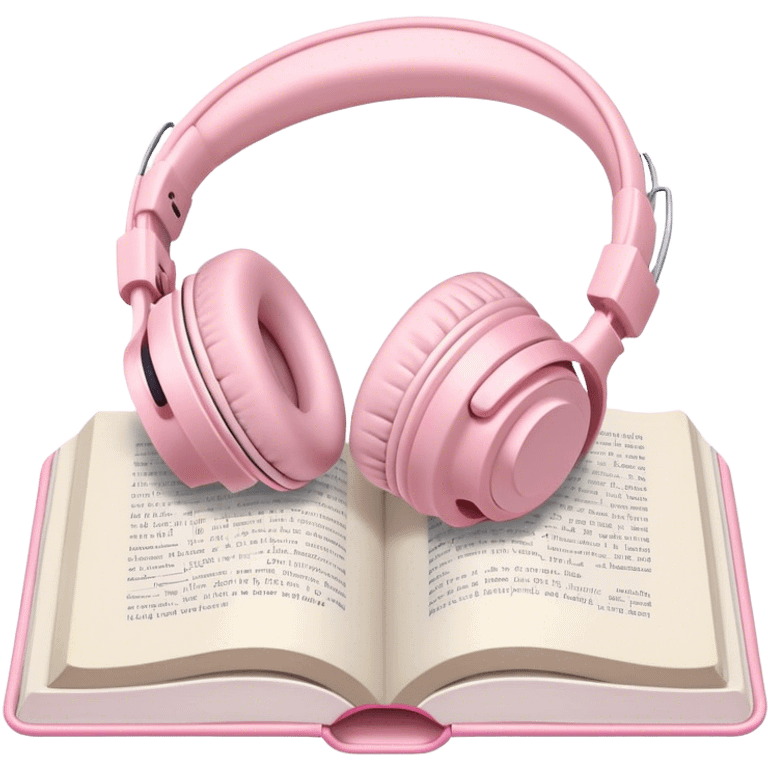 Pastel pink headphones with a pastel pink open book emoji