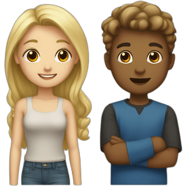 rs A blonde girl and a brown boy  emoji