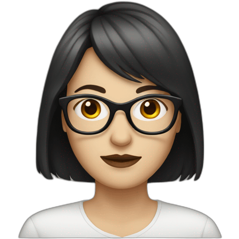 white woman with dark bangs and glasses emoji