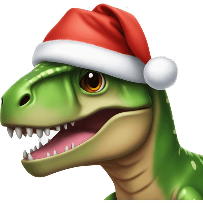 T-Rex in a Santa hat emoji